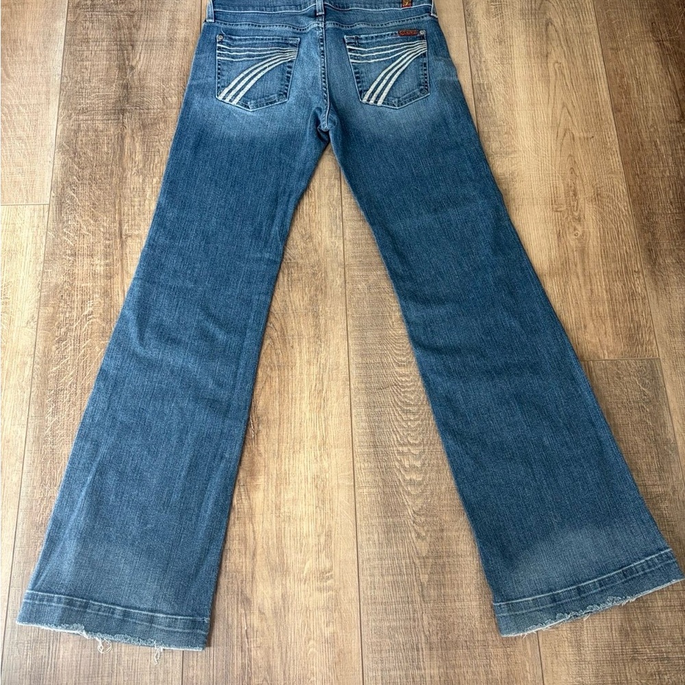 Blue Women's Flared Jeans with Back Pocket Stitching